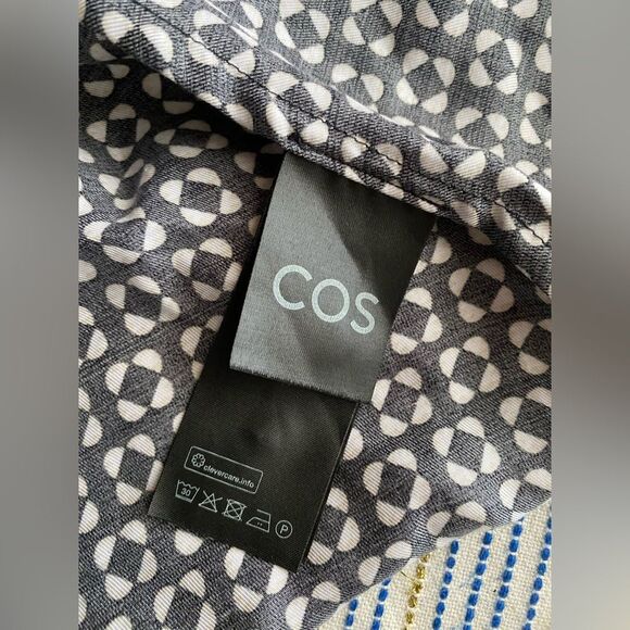 COS Maxi Dress Long Sleeve Black/ White Pockets Buttons Sz 4 - Picture 8 of 8